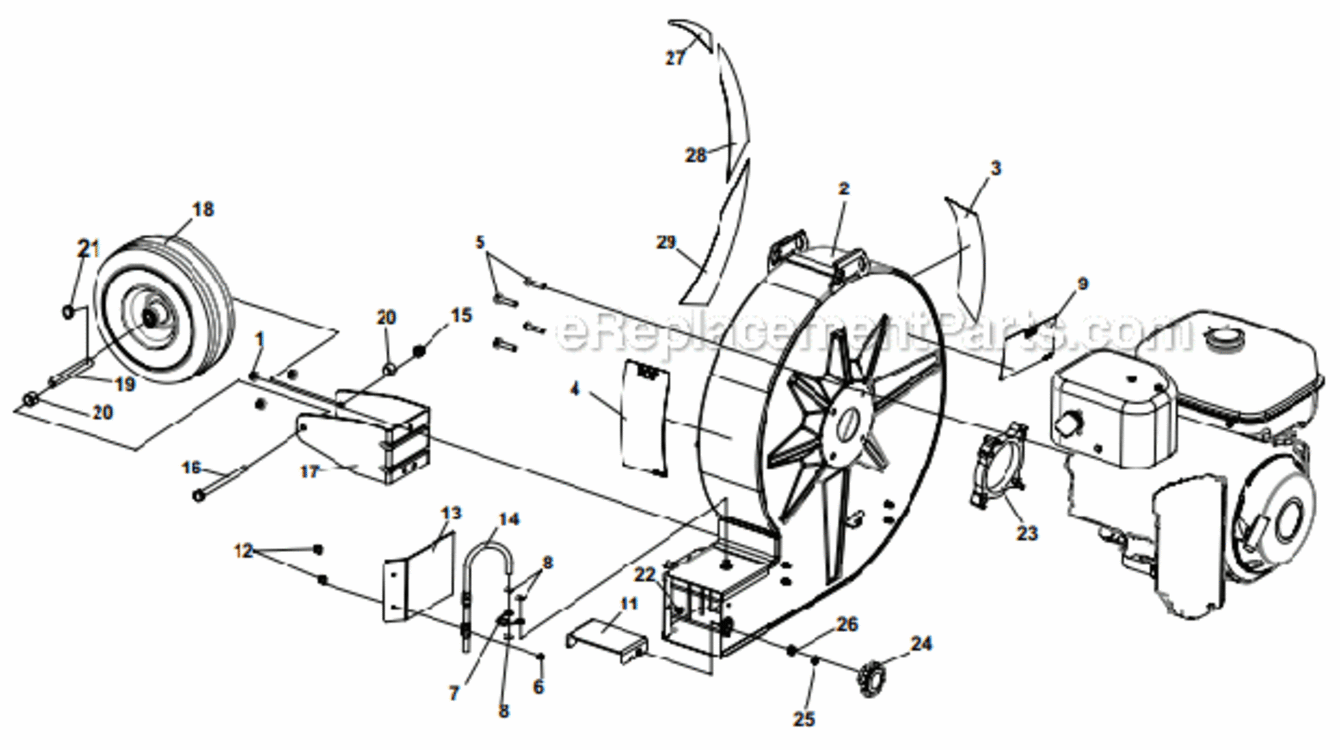 Housing_Assembly Diagram and Parts List for 9170-03-01 EX170 Subaru Little Wonder Leaf Blower / Vacuum